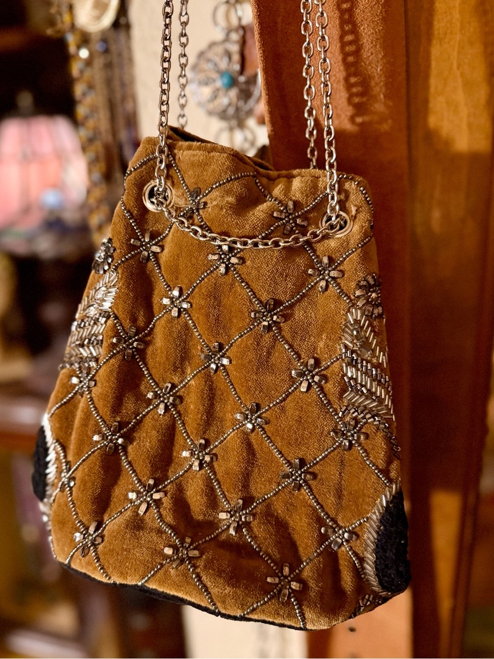 Free People Vintage Beaded Velvet Treasure Pouch